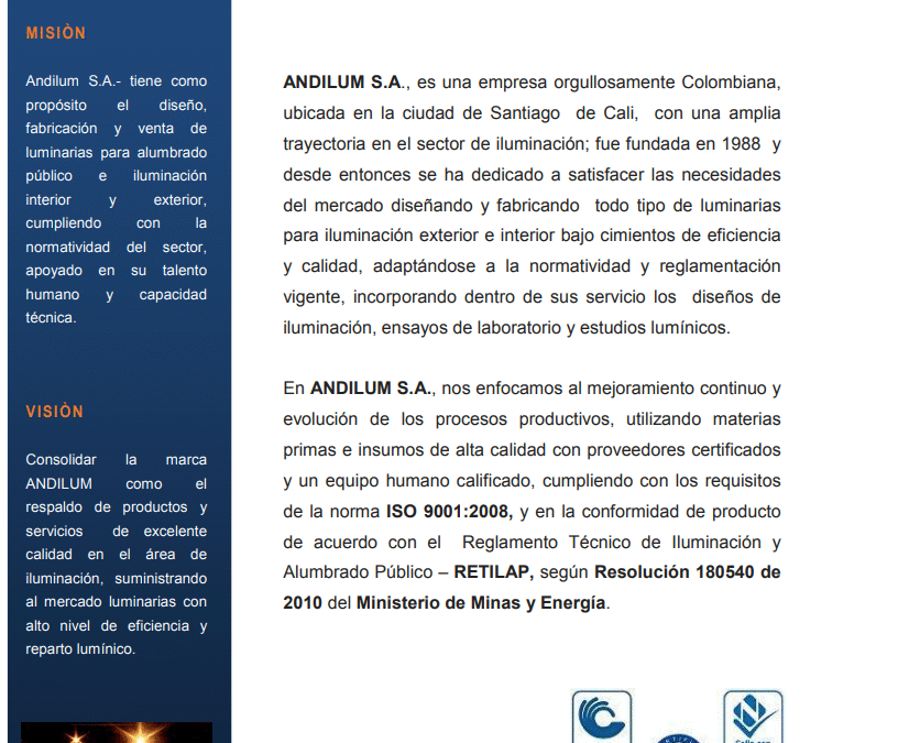 Catálogo 2010 Andilum Guía Rápida de Productos