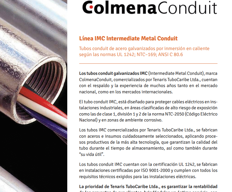 Catálogo 2017 Colmena Conduit Línea Tubos Galvanizados IMC