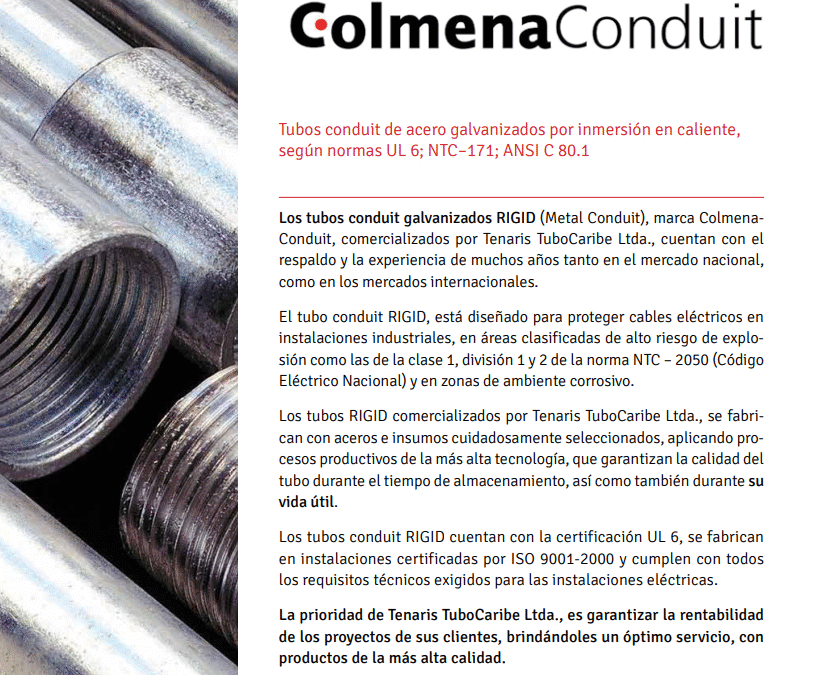 Catálogo 2017 Colmena Conduit Línea Tubos Galvanizados RIGID