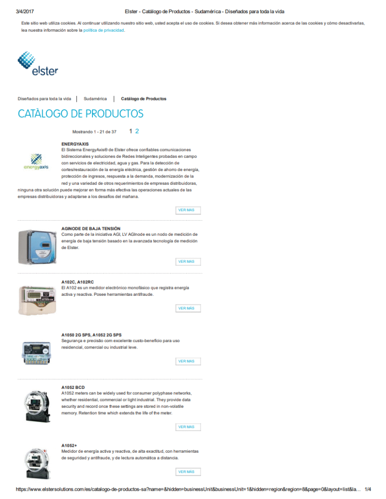 Catálogo 2017 Elster Guía Rápida de Productos