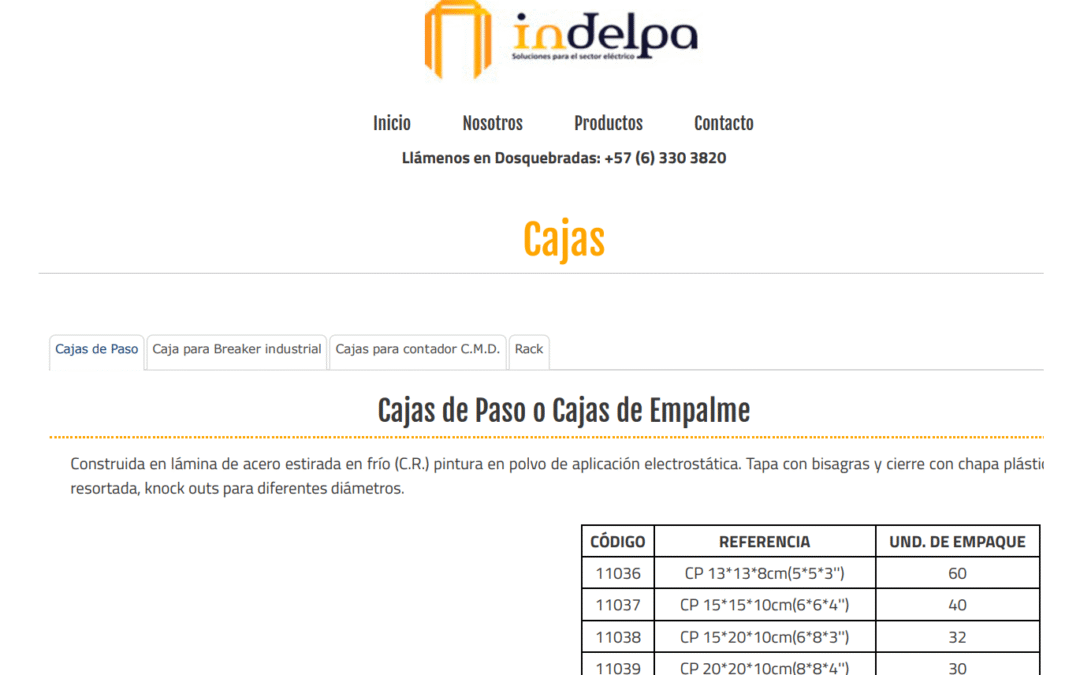 Catálogo 2017 Indelpa Cajas de Paso o Cajas de Empalme