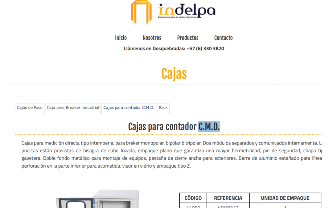 Catálogo 2017 Indelpa Cajas para Contador  C.M.D.