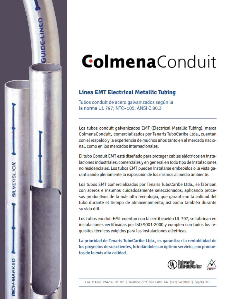 Ficha Técnica 2023 Colmena Conduit Línea Tubos Galvanizados EMT
