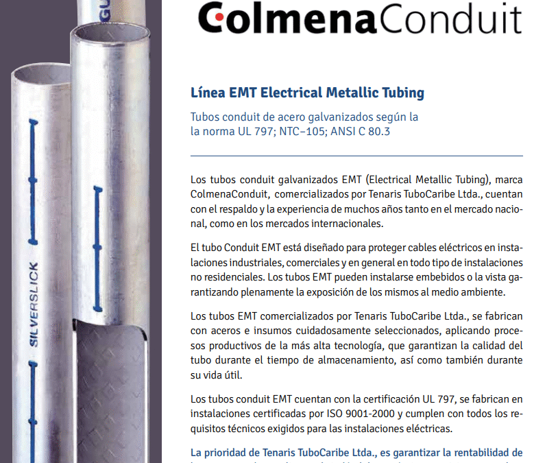 Ficha Técnica 2023 Colmena Conduit Línea Tubos Galvanizados EMT