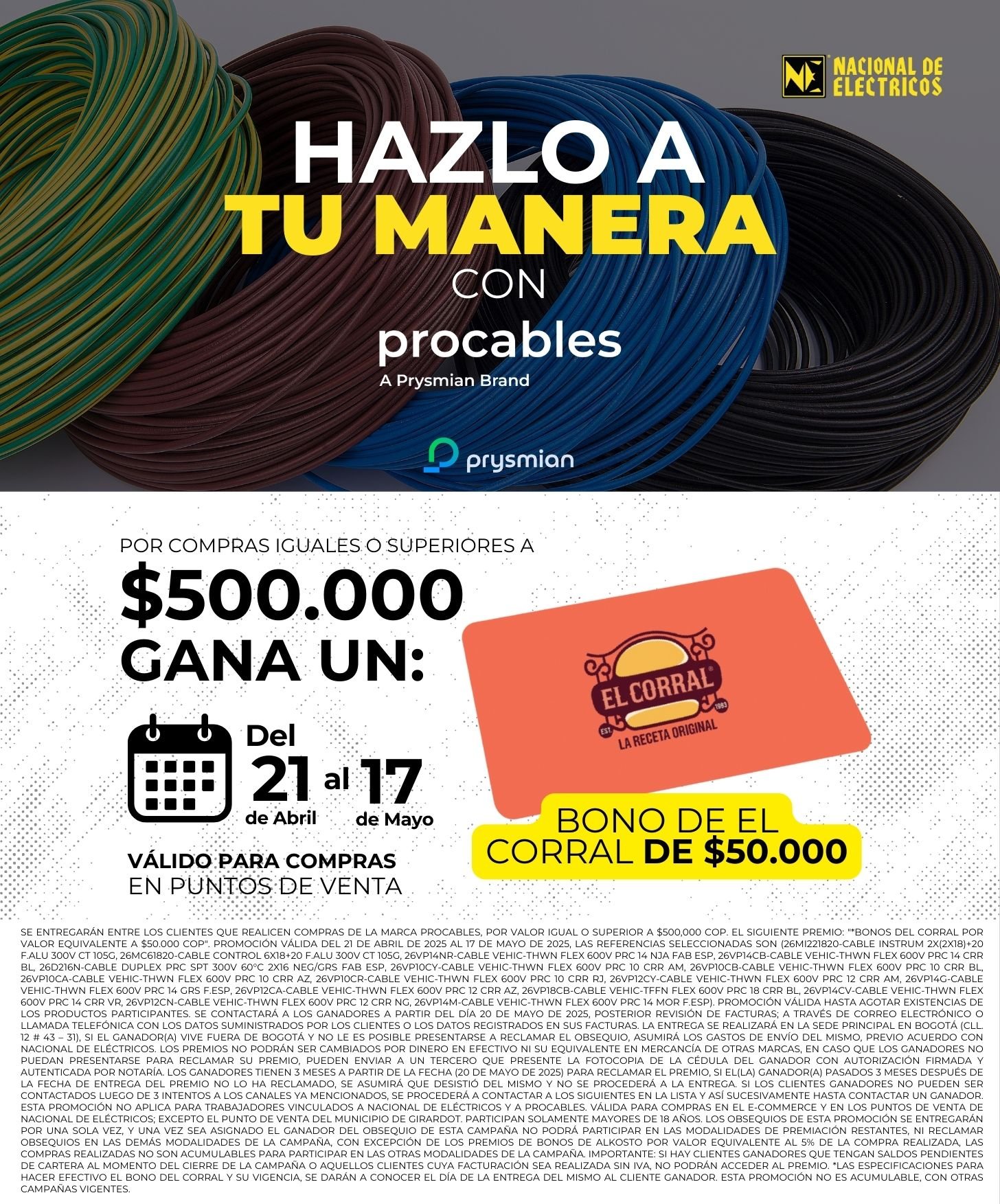 Hazlo a tu manera con Procables-Bono El Corral Términos y Condiciones