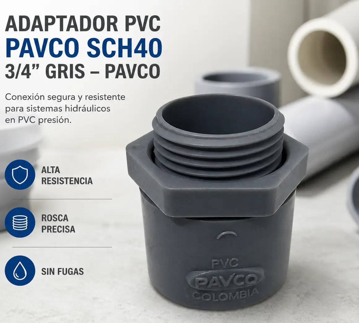 Adaptador PVC Pavco SCH40 34'' gris ref.