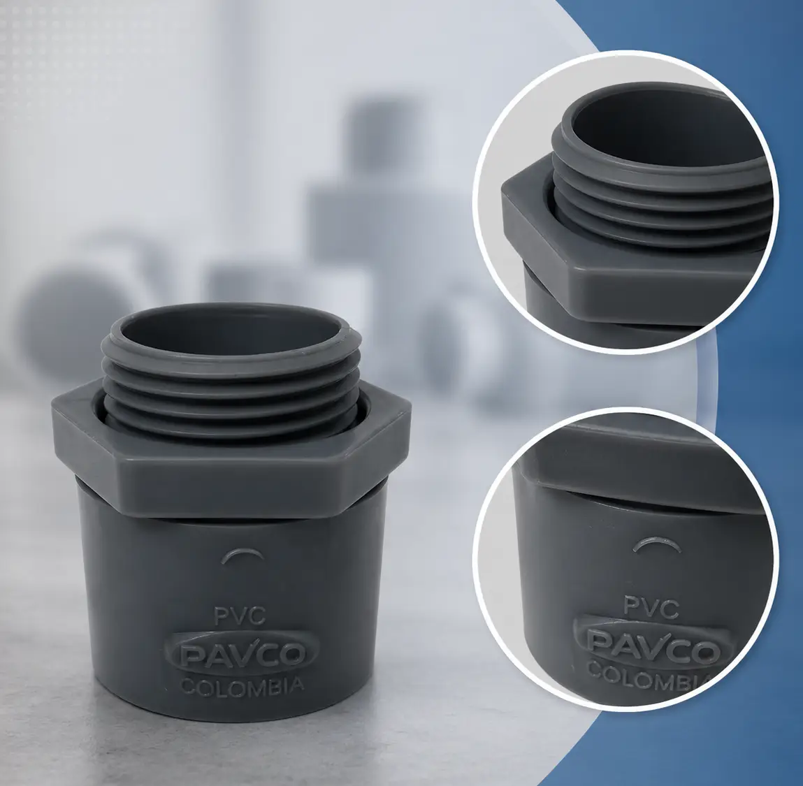 Adaptador PVC Pavco SCH40 3/4'' gris 