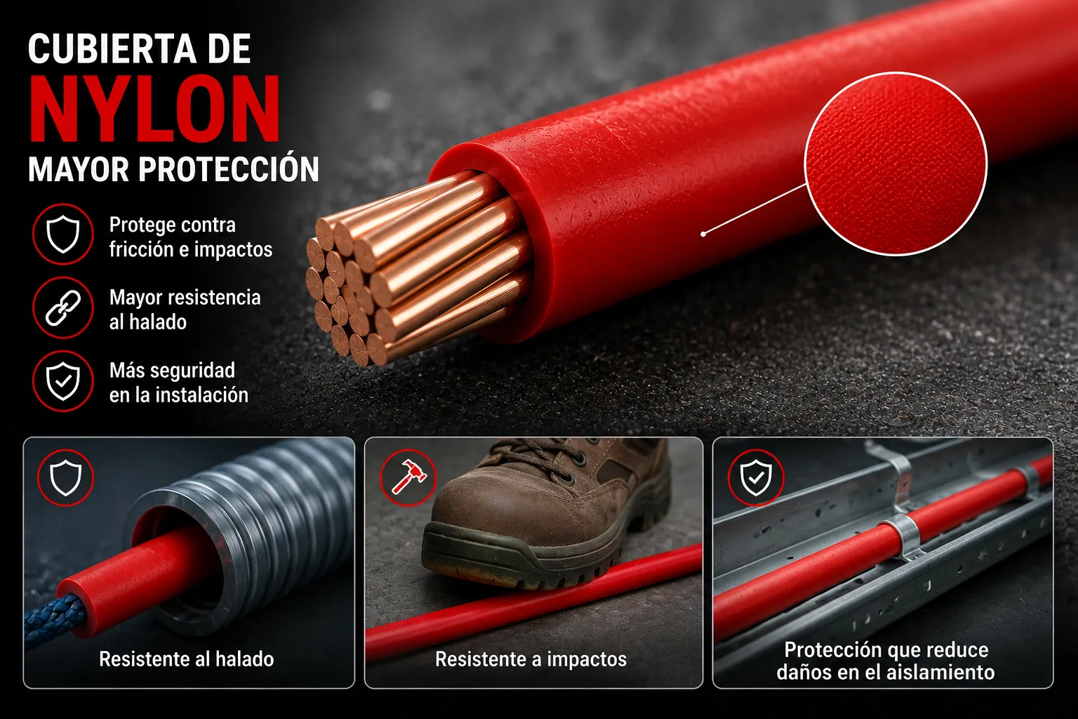 26CP06R Cable THHN-2 tc 7H cobre Prysmian - Procables 6 rojo