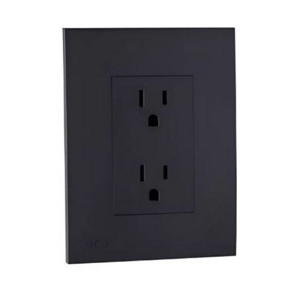 TOMACORRIENTE DOBLE INTEGRAL 15A/127V SPAZIO NEGRO MATE - CILES - PT144373NM