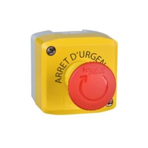 Estación de control amarilla - 1 pulsador con cabeza redonda 40mm - girar para liberar - 1 NC - SCHNEIDER XALK178