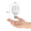 Bombilla LED de alto lumen, forma de globo/T, con base de rosca (E27), midiendo 135 mm de alto por 80 mm