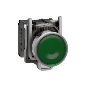 Pulsador luminoso verde 22MM retorno de resorte nivelado 120 v 1 na con 1 nc Schneider ref. XB4BW33G5