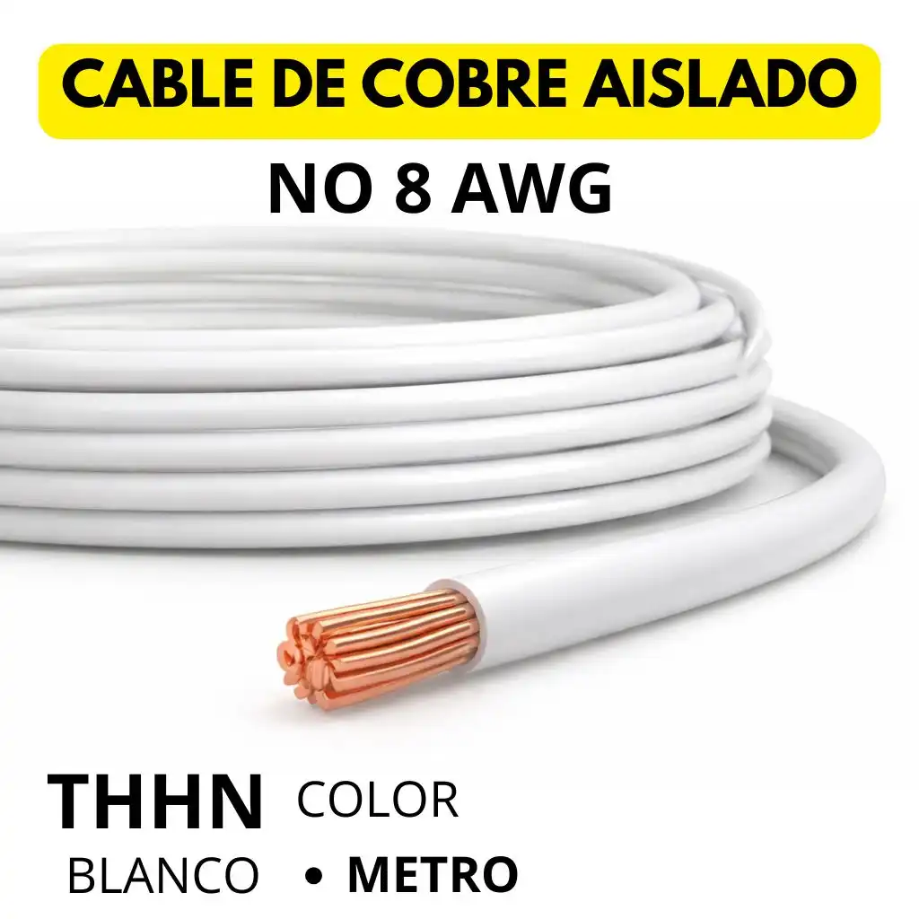 Cable de cobre aislado no 8 AWG THHN color blanco metro Prysmian - Procables ref. 31353149902C