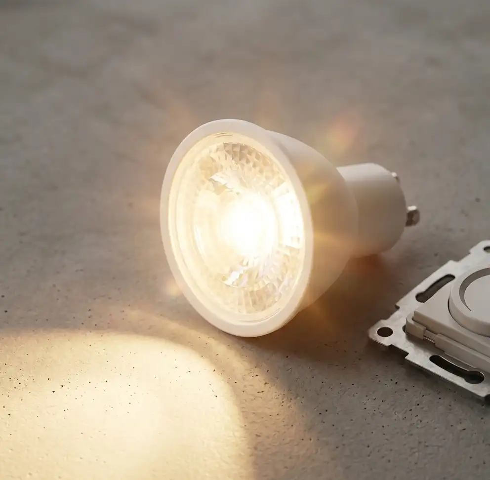 Bombillo LED GU10 dimerizable potencia de 7 vatios temperatura de color 3000 grados kelvin Sylvania ref. P27669-19