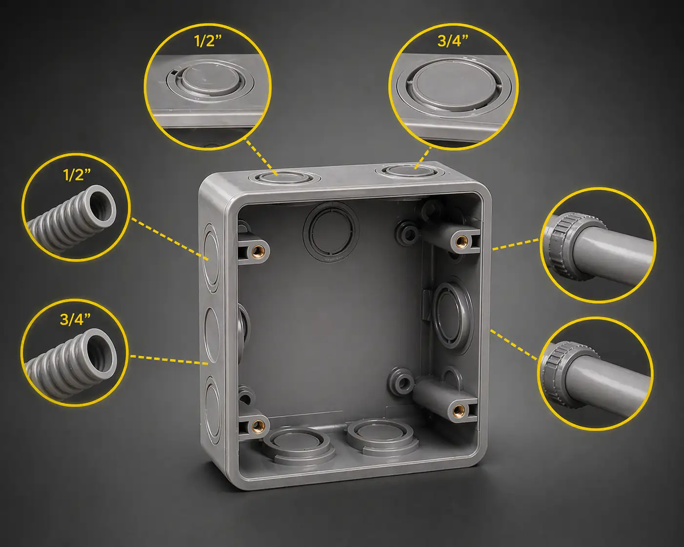 Caja plástica cuadrada polipropileno zero halogenos 2400 4X4 gris Proelectricos ref. 1121E00130 (4)