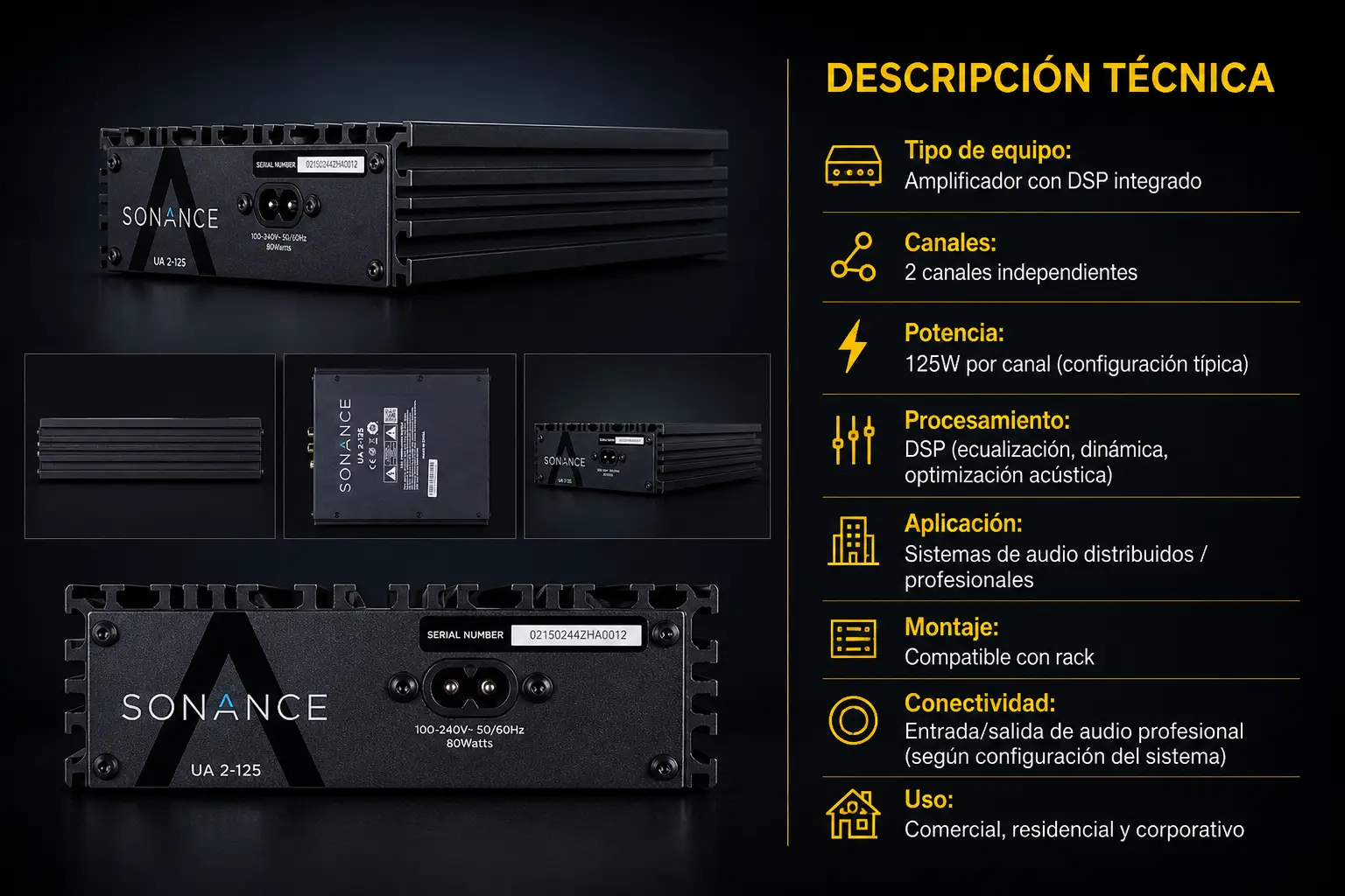 amplificador DSP UA 2-125 amplificador DSP UA 2-125