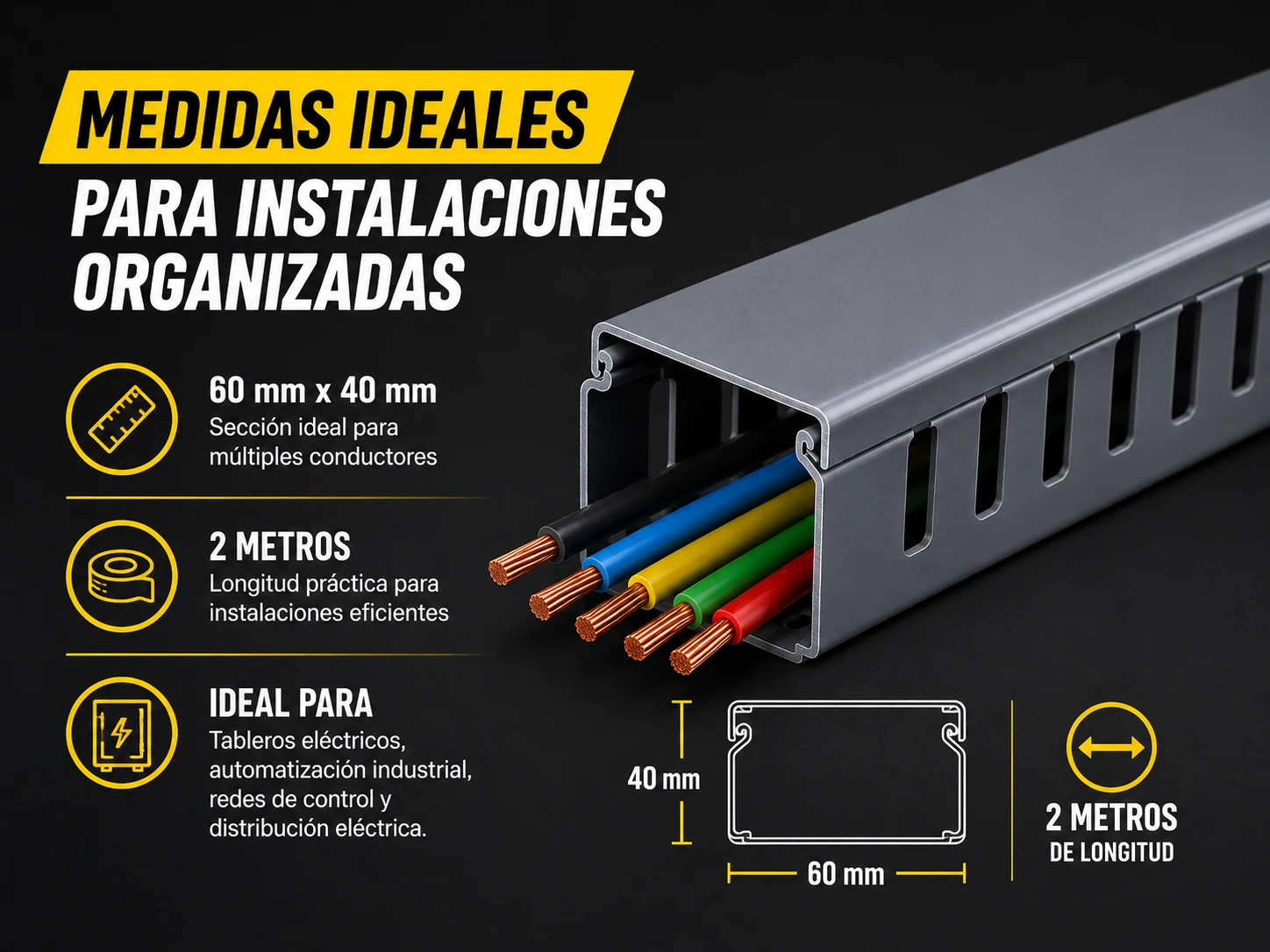 Canaleta 2 Metros Ranurada 60 Mm X 40 Mm Dexson Ref. Dxn10082 
