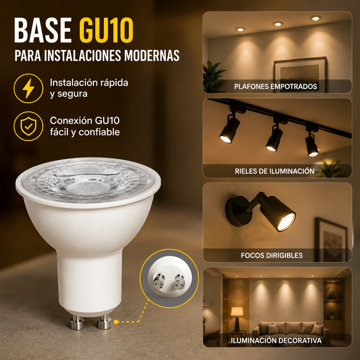 Bombillo Led Gu10 Dimerizable Potencia De 7 Vatios Temperatura De Color 3000 Grados Kelvin Tecnolite
