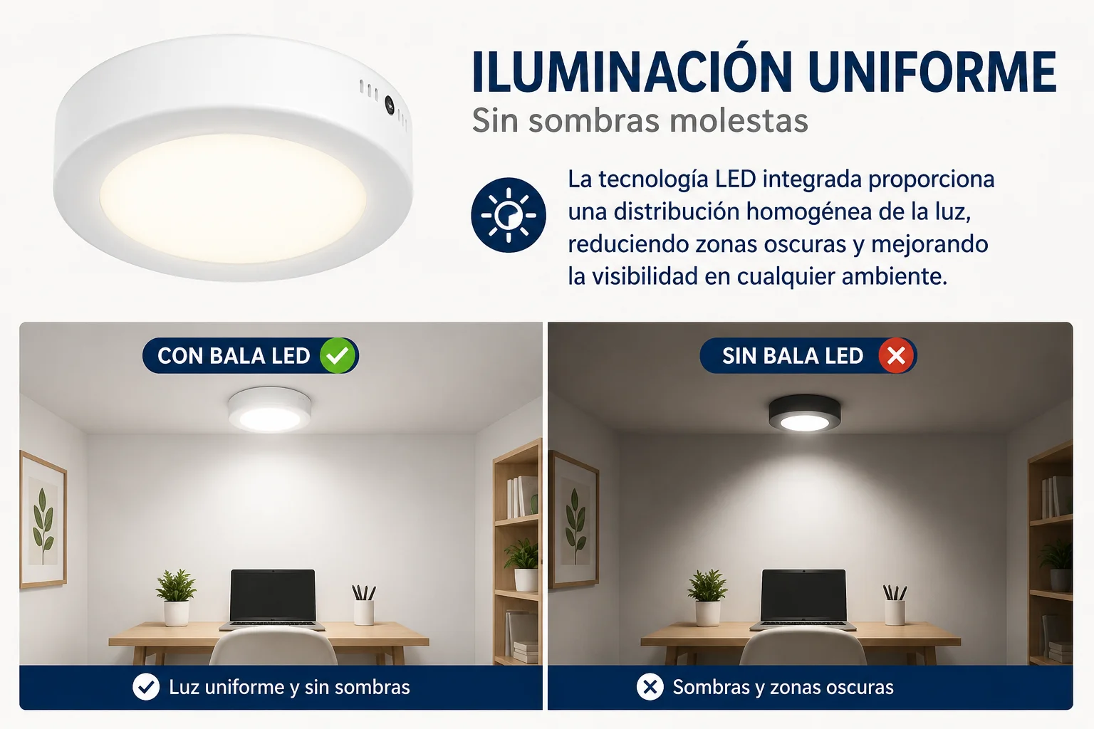 Bala Led Tl Sobreponer 7» 12W 3000K 720Lm Tecnolite Ref. 12Ptlledc30Mvb 