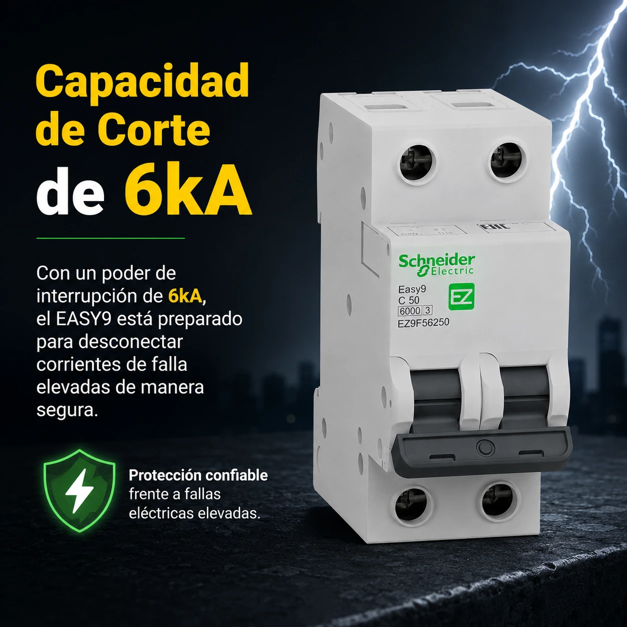 Breaker Riel Easy9 2X50A Icu 6Ka 230 V Schneider Ref. Ez9F56250 