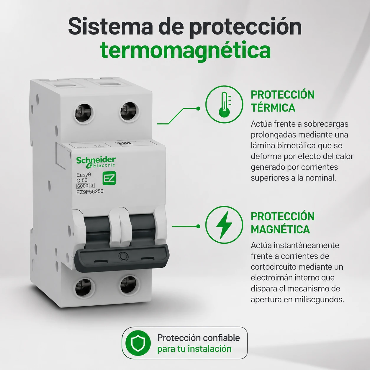 Breaker Riel Easy9 2X50A Icu 6Ka 230 V Schneider Ref. Ez9F56250 