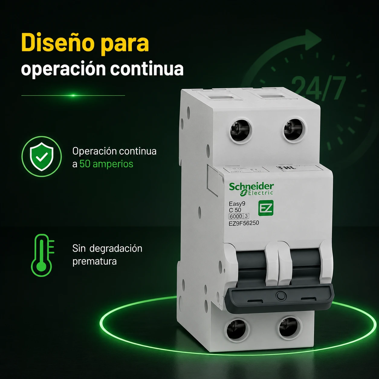 Breaker Riel Easy9 2X50A Icu 6Ka 230 V Schneider Ref. Ez9F56250 