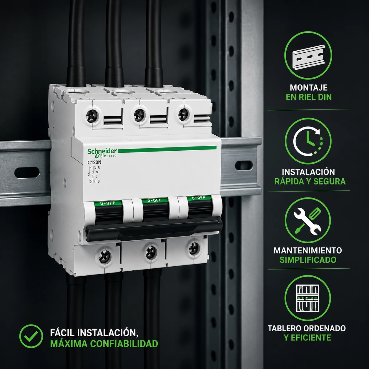 Breaker Riel Ic120 3 X 80 A Icu 20 Ka 230 V Schneider Ref. A9N18365 