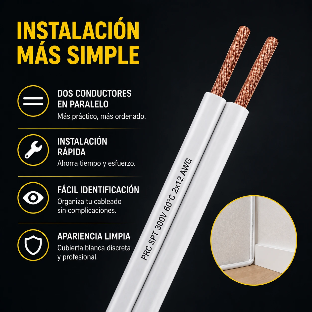 Cable Duplex Prc Spt 300V 60°C 2X12 Crr Blanco F.esp — Prysmian – Procables