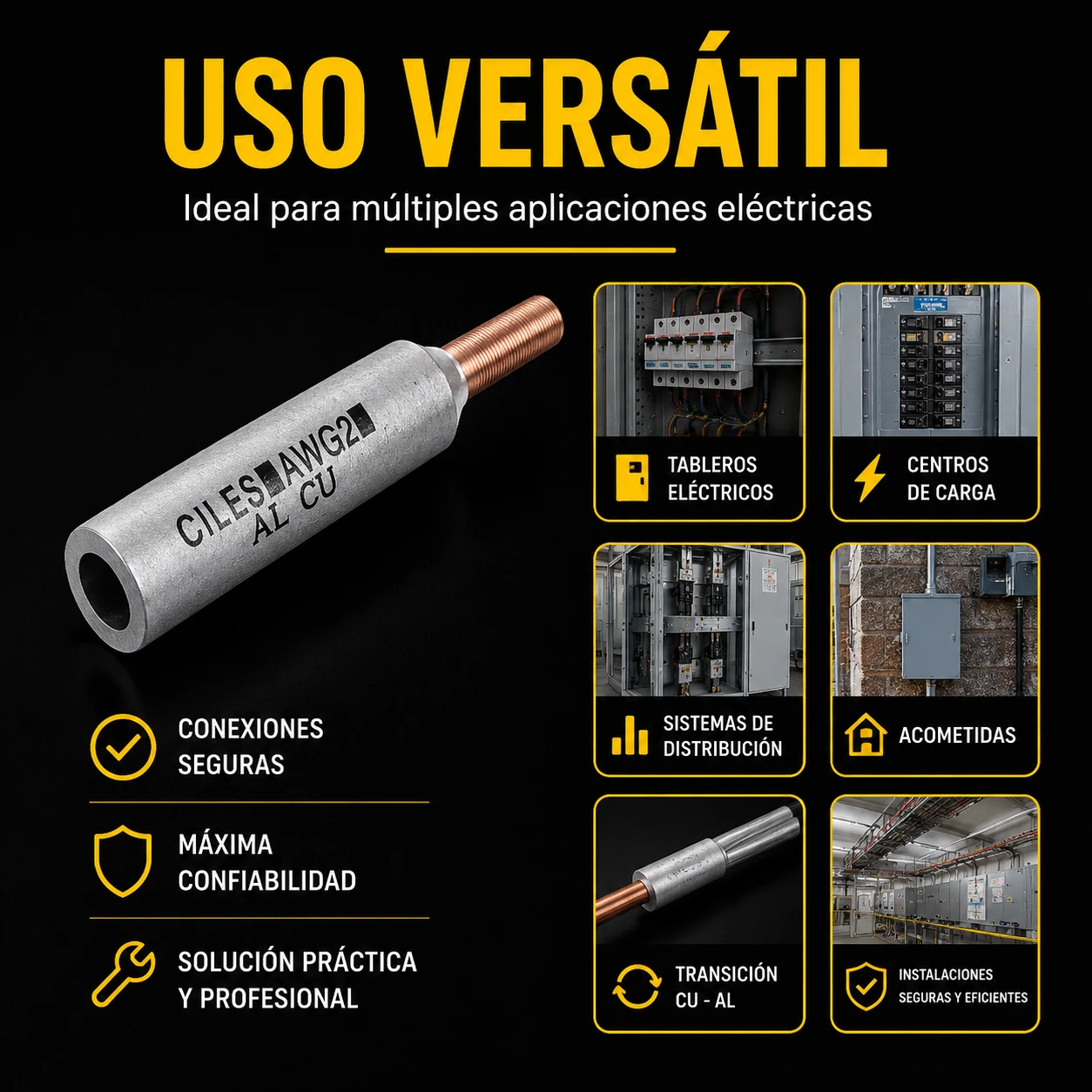 Conector Bimetalico De Pin Cu-Al 4-Awg 65A-Pblanco - 16 Ciles Ref. Pt850304 