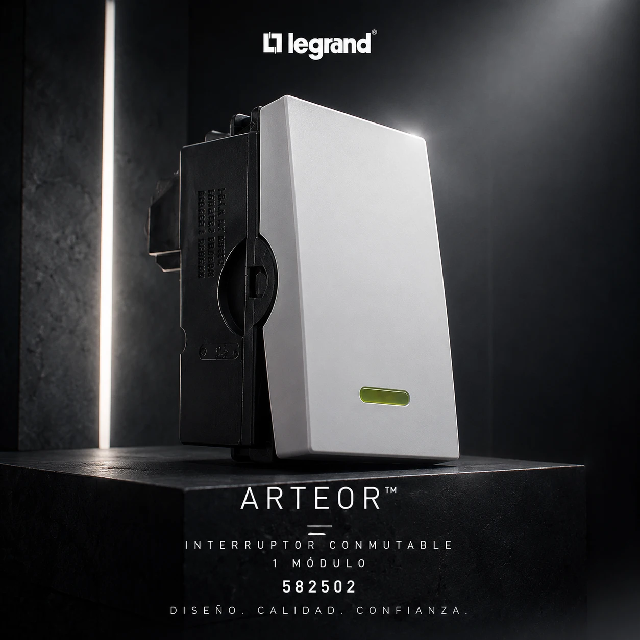Interruptor Arteor Cuadrado Conmutable 1 Modulo Legrand Grl-Industrial 582502 