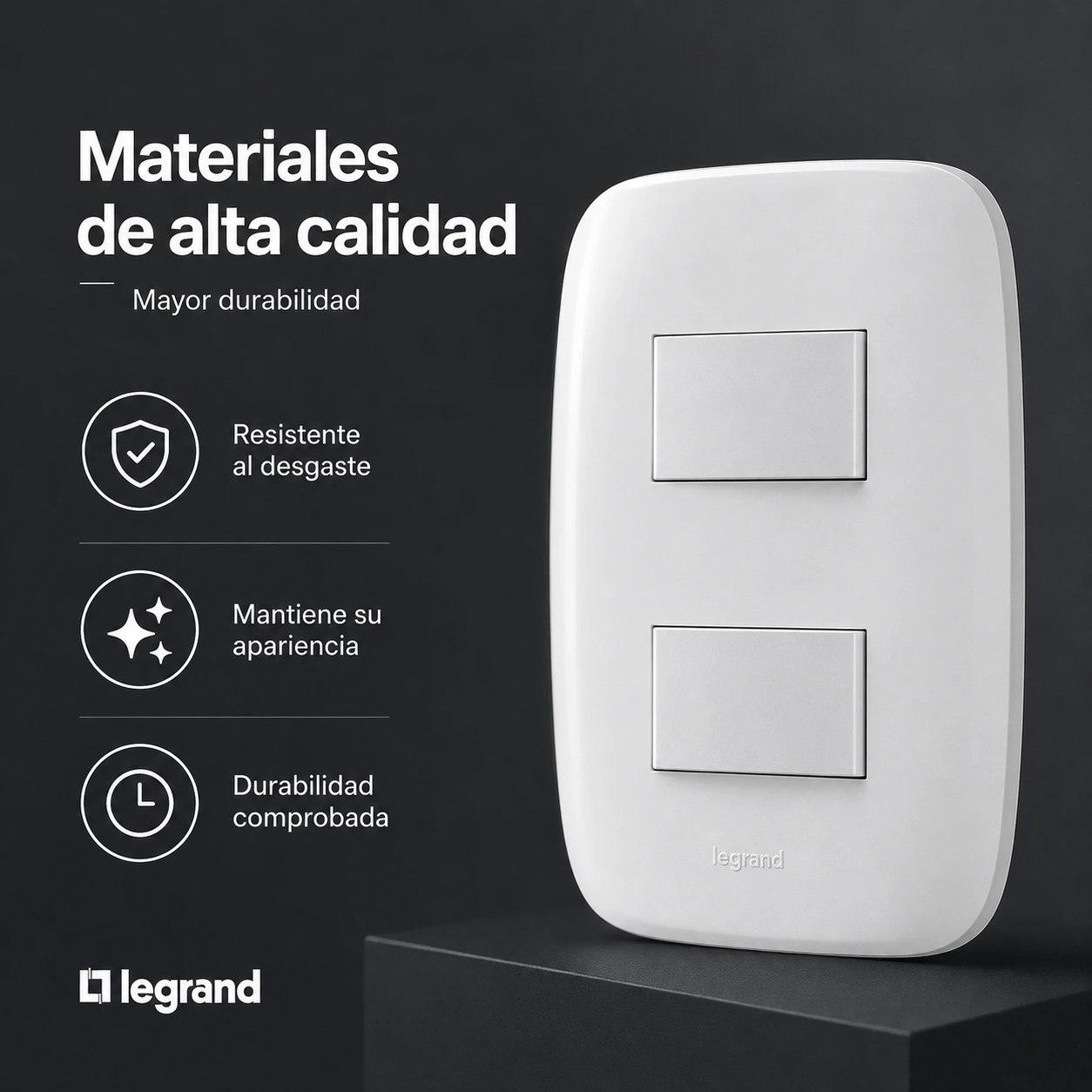 Interruptor Galica-2 Doble Blanca Legrand Ref. Gl2-101B 