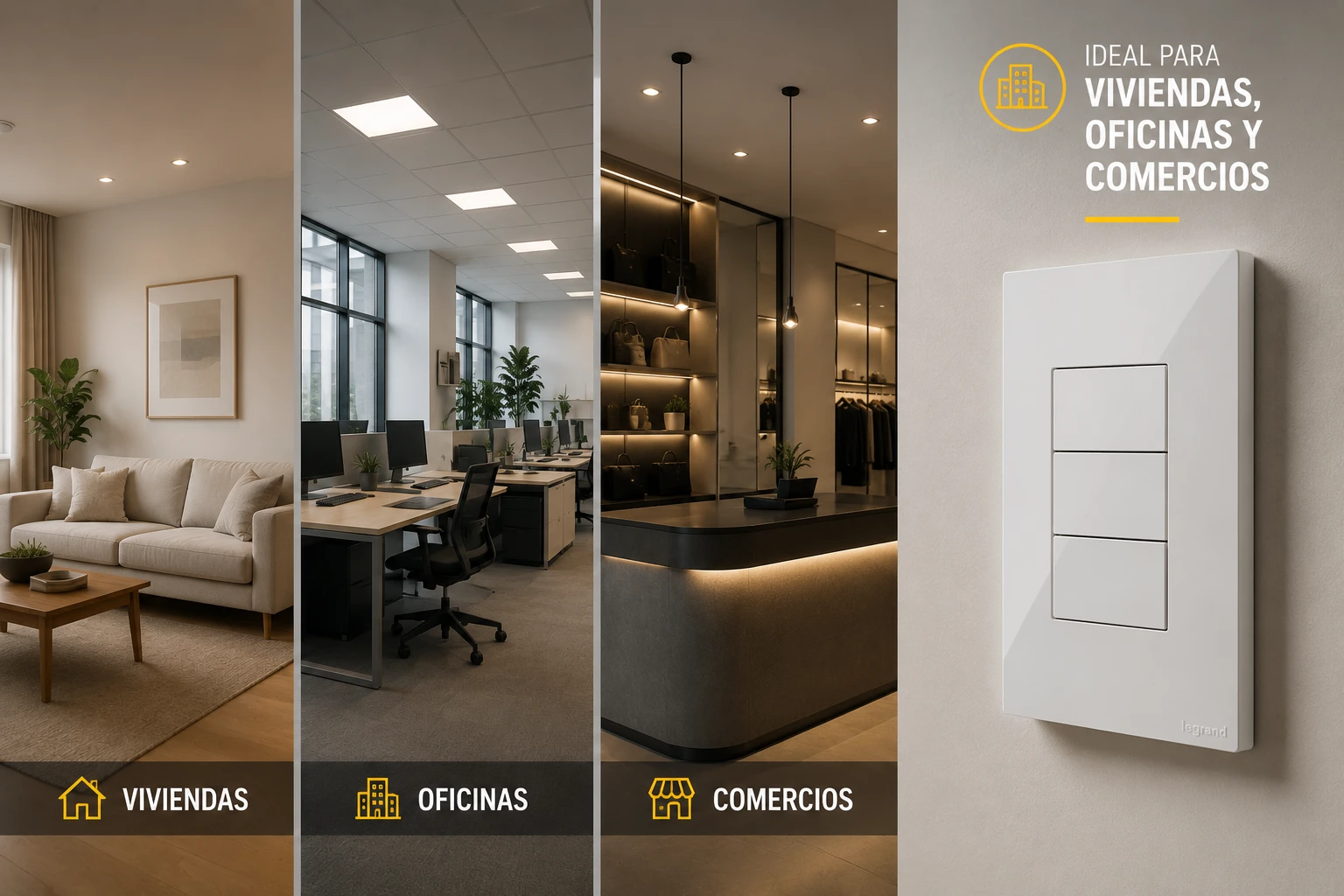 Interruptor Clickme Conm Triple Blanco Legrand Ref. 687623 
