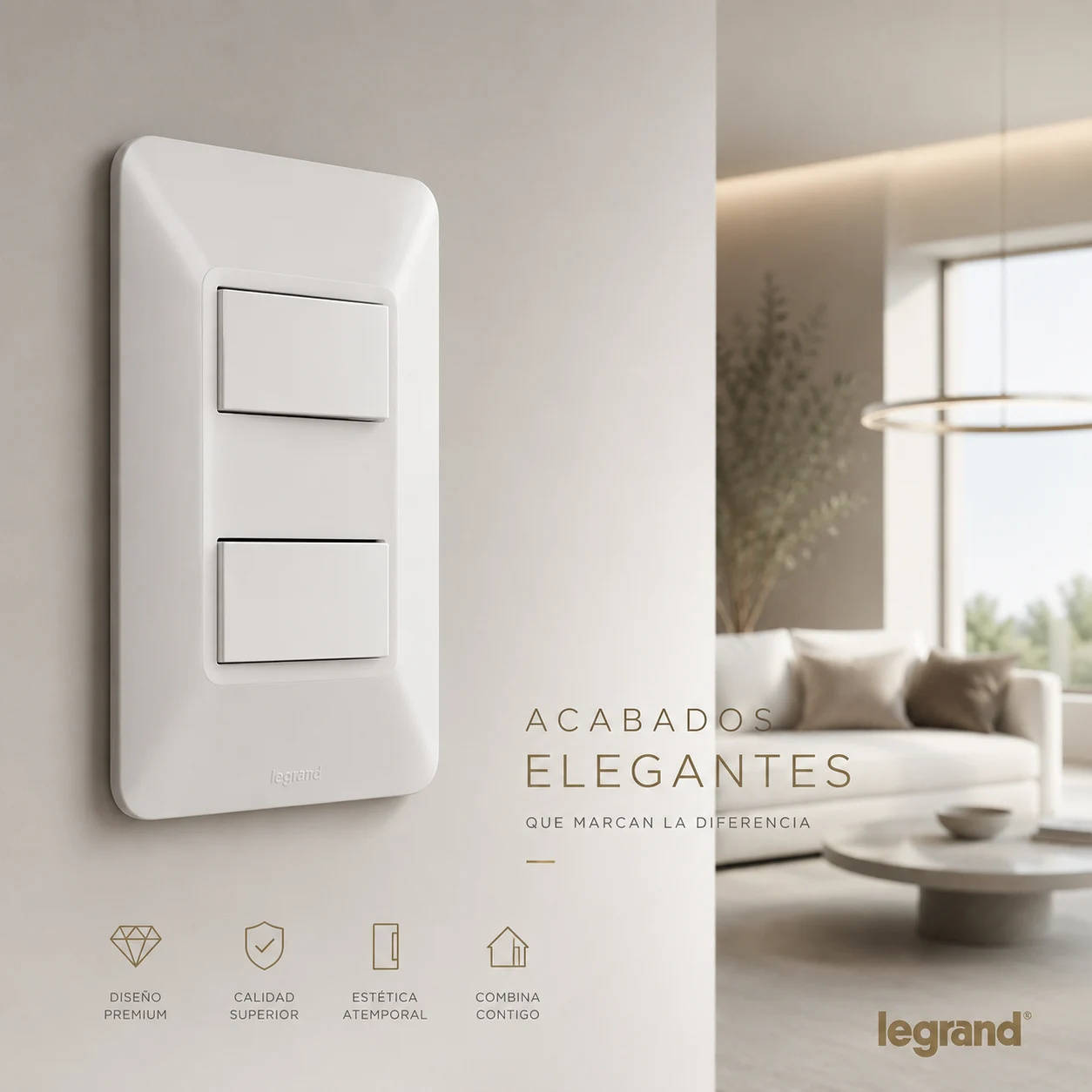 Interruptor Elit Conmutable Doble Blanco Legrand Ref. 684022 