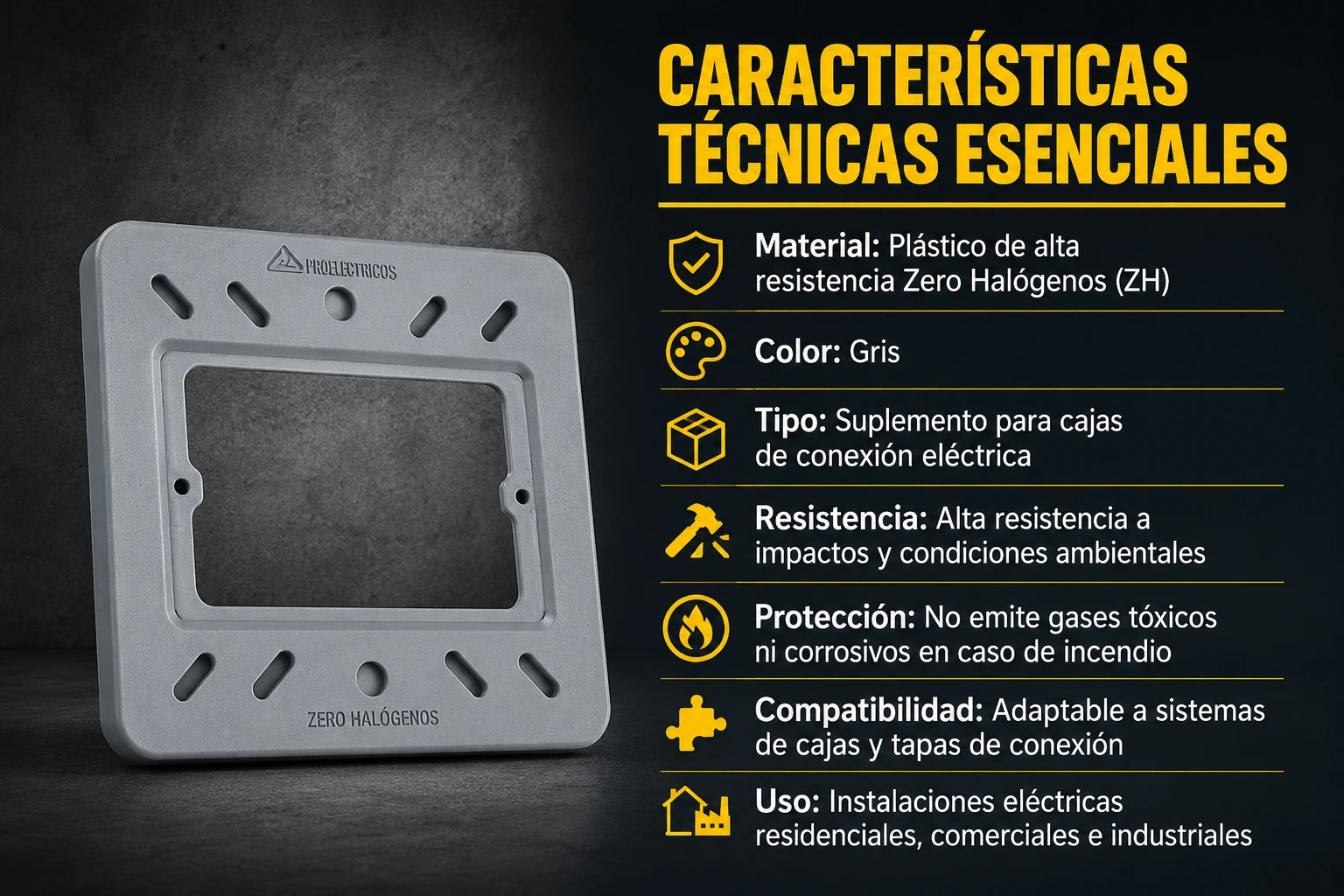 Suplemento Plastico Z.halogen Gris Proelectricos Ref. 1122E00145