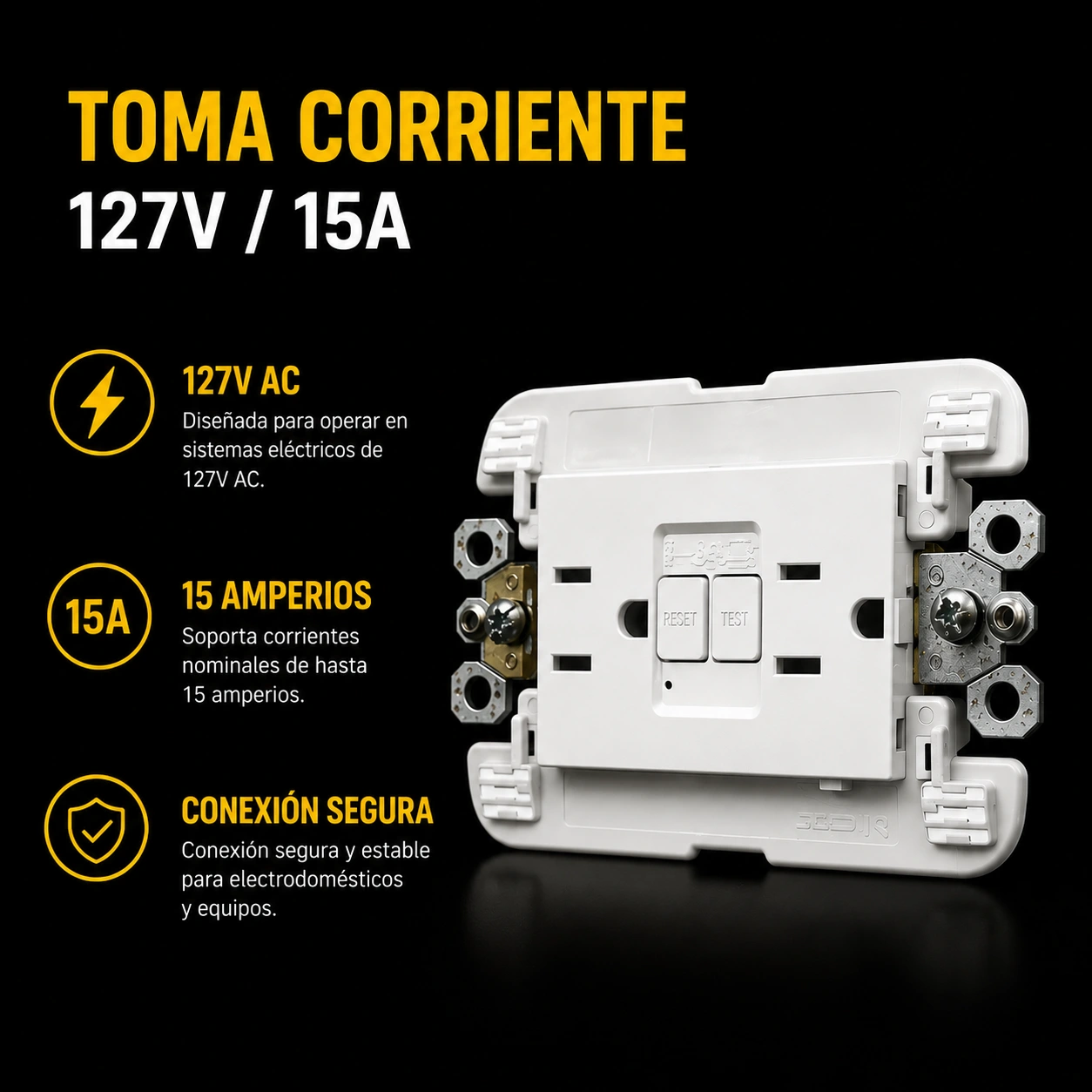 Toma Light Gfci Con Polo 15A 3 Modulos Blanco Bticino Ref. N4188Gfg6
