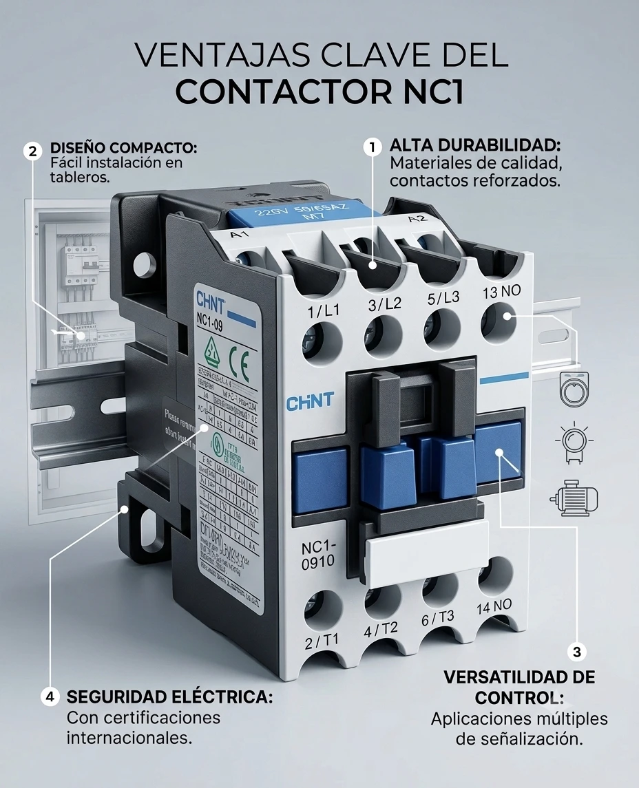 CONTACTOR CHINT 9Ac3 -20Ac1 220V 1NA - REF: NC1-09.10