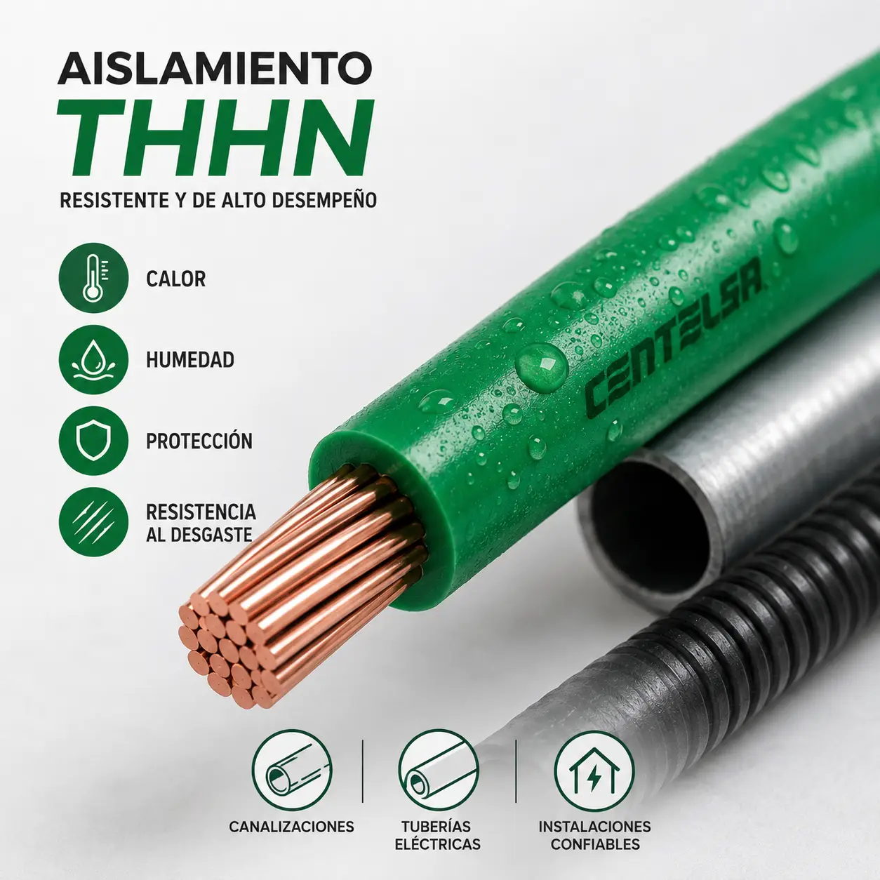 Alambre THHN 12 verde Centelsa 200303