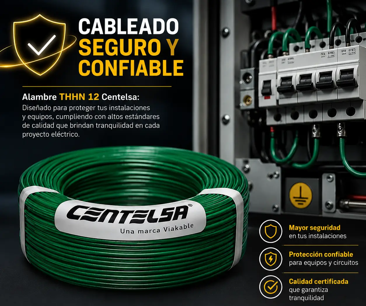 Alambre THHN 12 verde Centelsa 200303