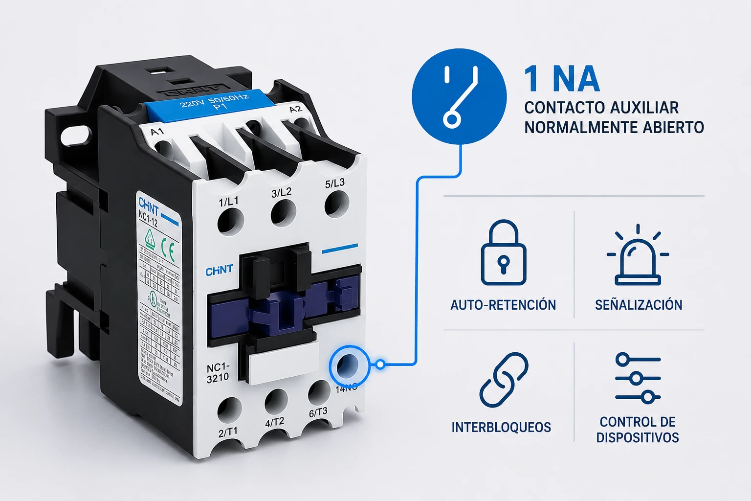 CONTACTOR CHINT 12Ac3-20Ac1 220V 1NA 