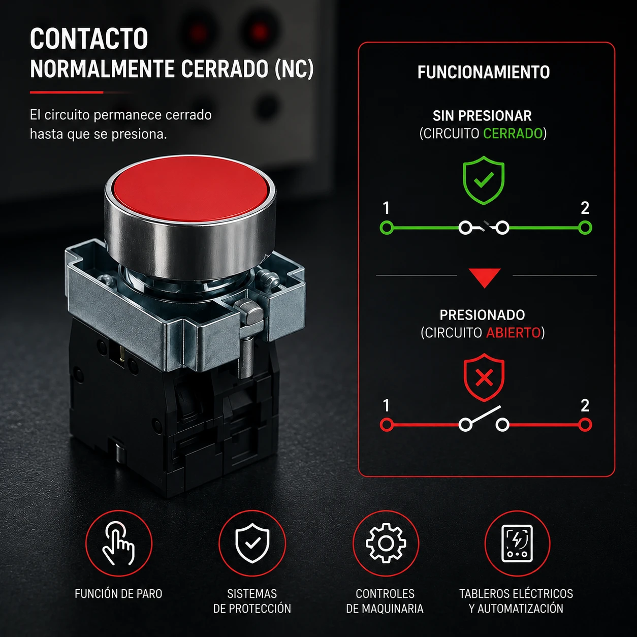 PULSADOR CHINT 22mm MET NC SIN.LUZ RJ<br />
