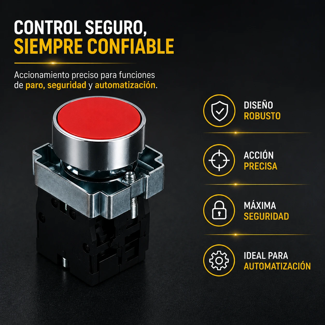 PULSADOR CHINT 22mm MET NC SIN.LUZ RJ<br />
