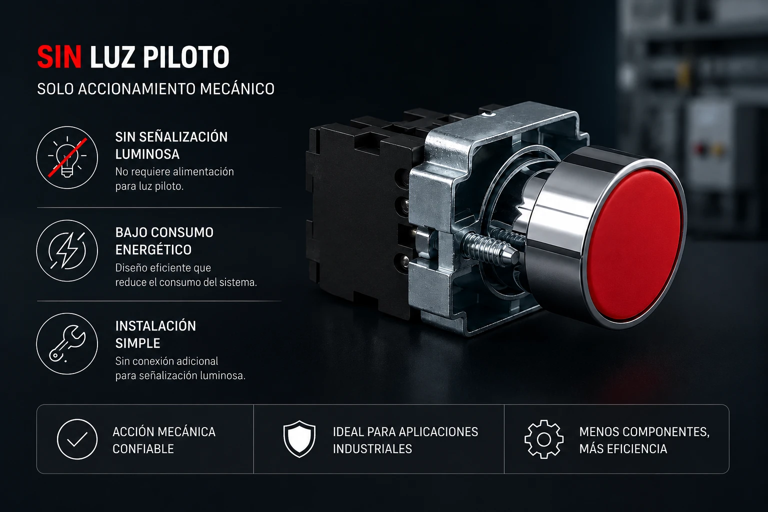 PULSADOR CHINT 22mm MET NC SIN.LUZ RJ<br />
