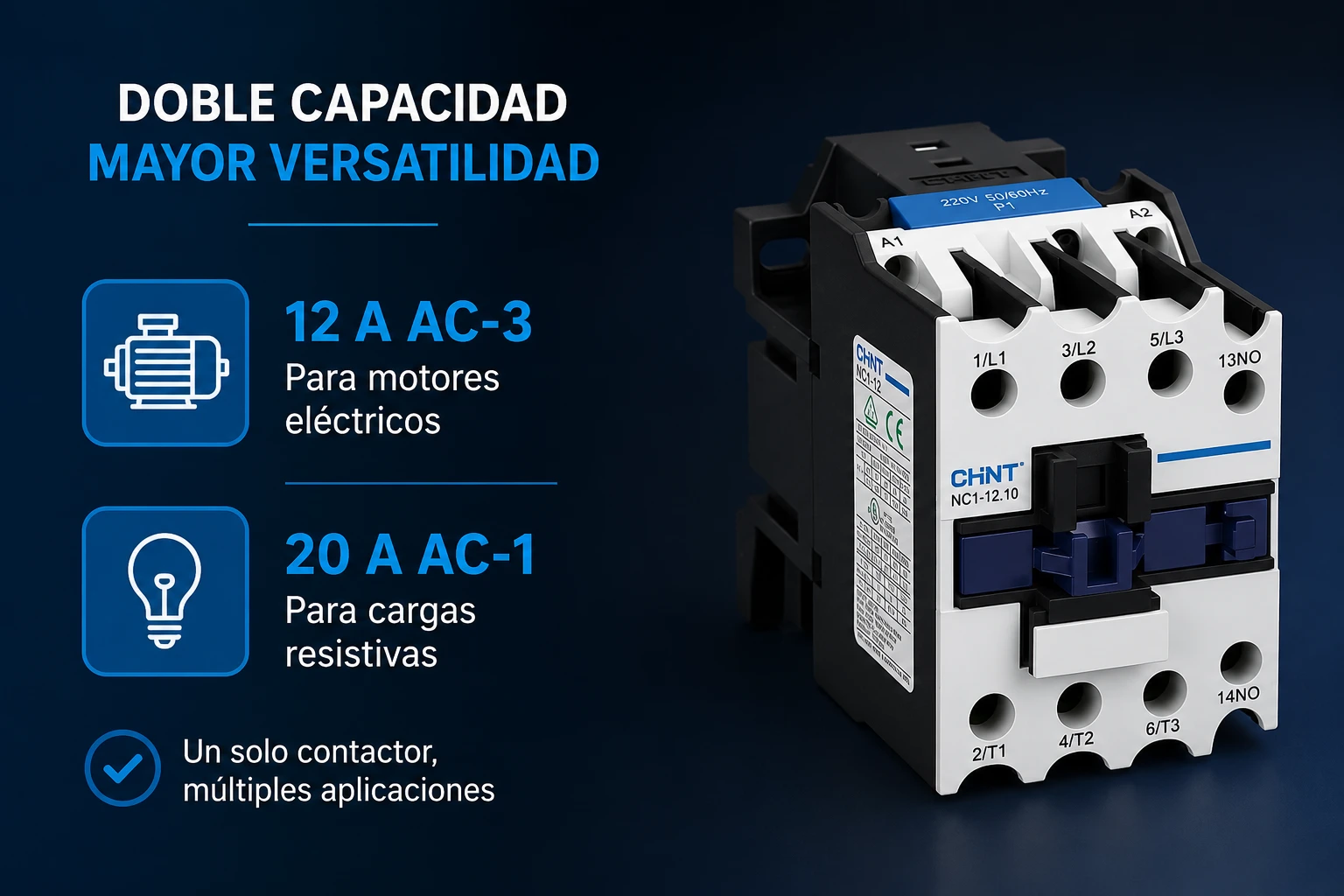 CONTACTOR CHINT 12Ac3-20Ac1 220V 1NA – REF_ NC1-12.10