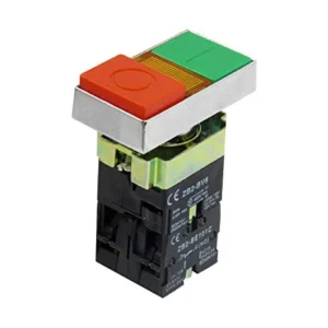 Pulsador doble rojo y verde de 22mm metalico con luz LED marca CHINT
