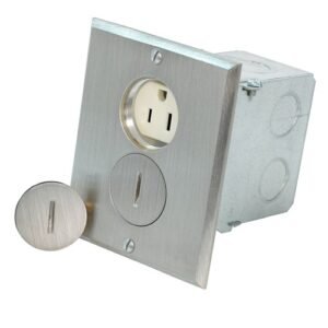 Toma Leviton piso doble 15A 125V met.Niequel ref. 25249-SB