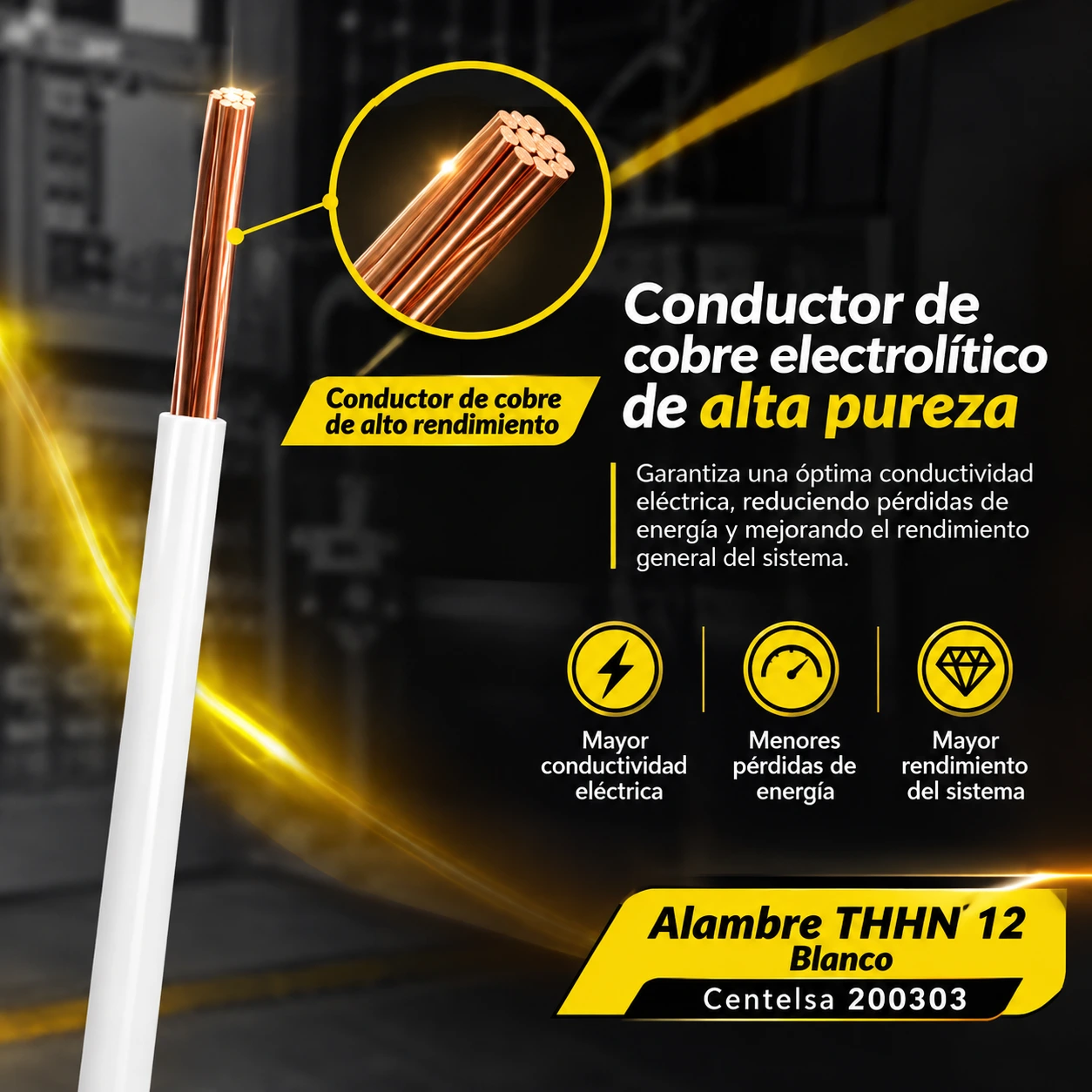 Alambre Thhn 12 Blanco Centelsa 200303
