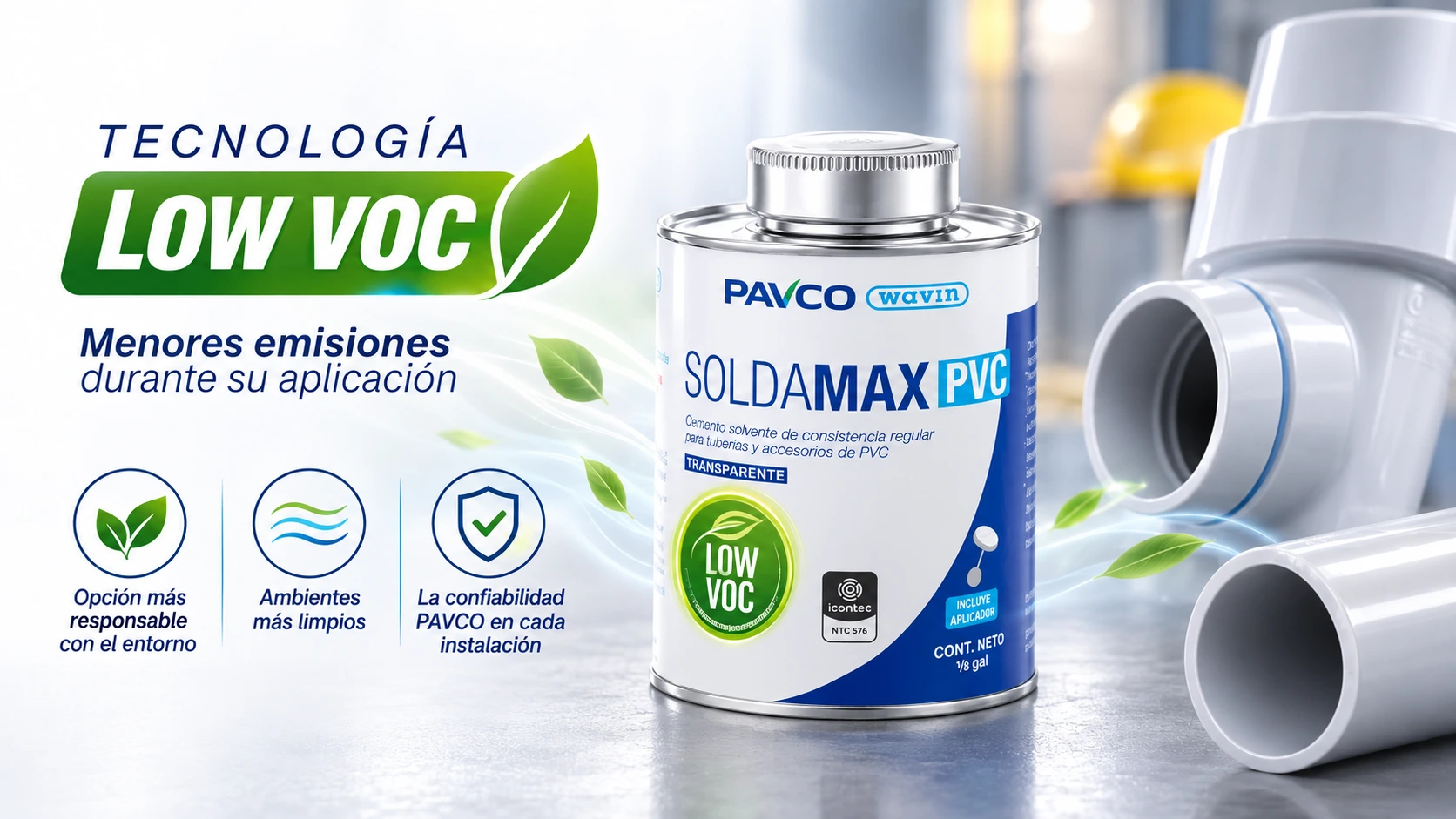Soldadura Pvc Conduit Pavco 1/8 Galon Seca 5 Minutos Ntc 979 Ref. 2910001 