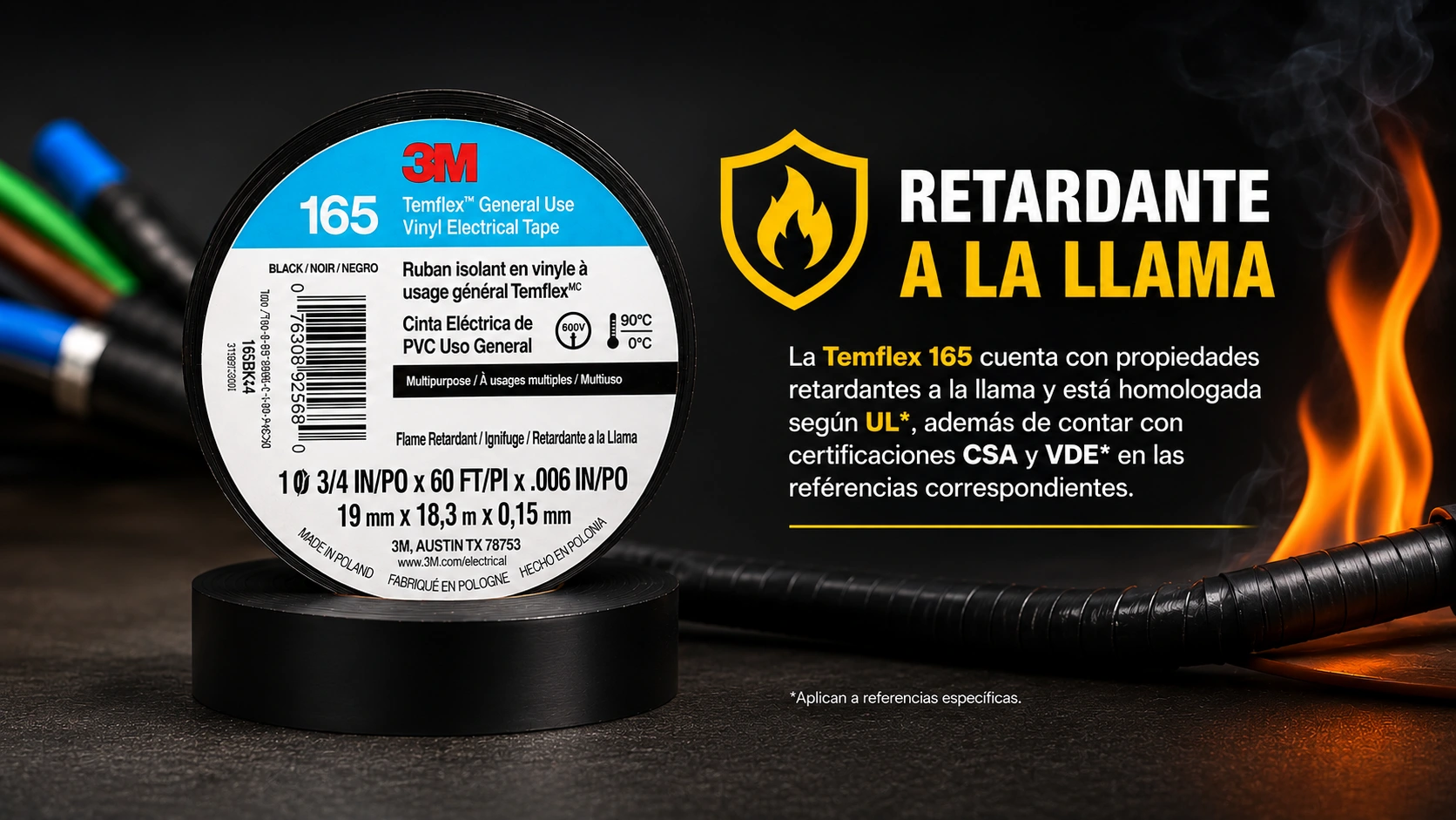 Cinta 3M Temflex-165 Negro 10M Ref. Uu010341236