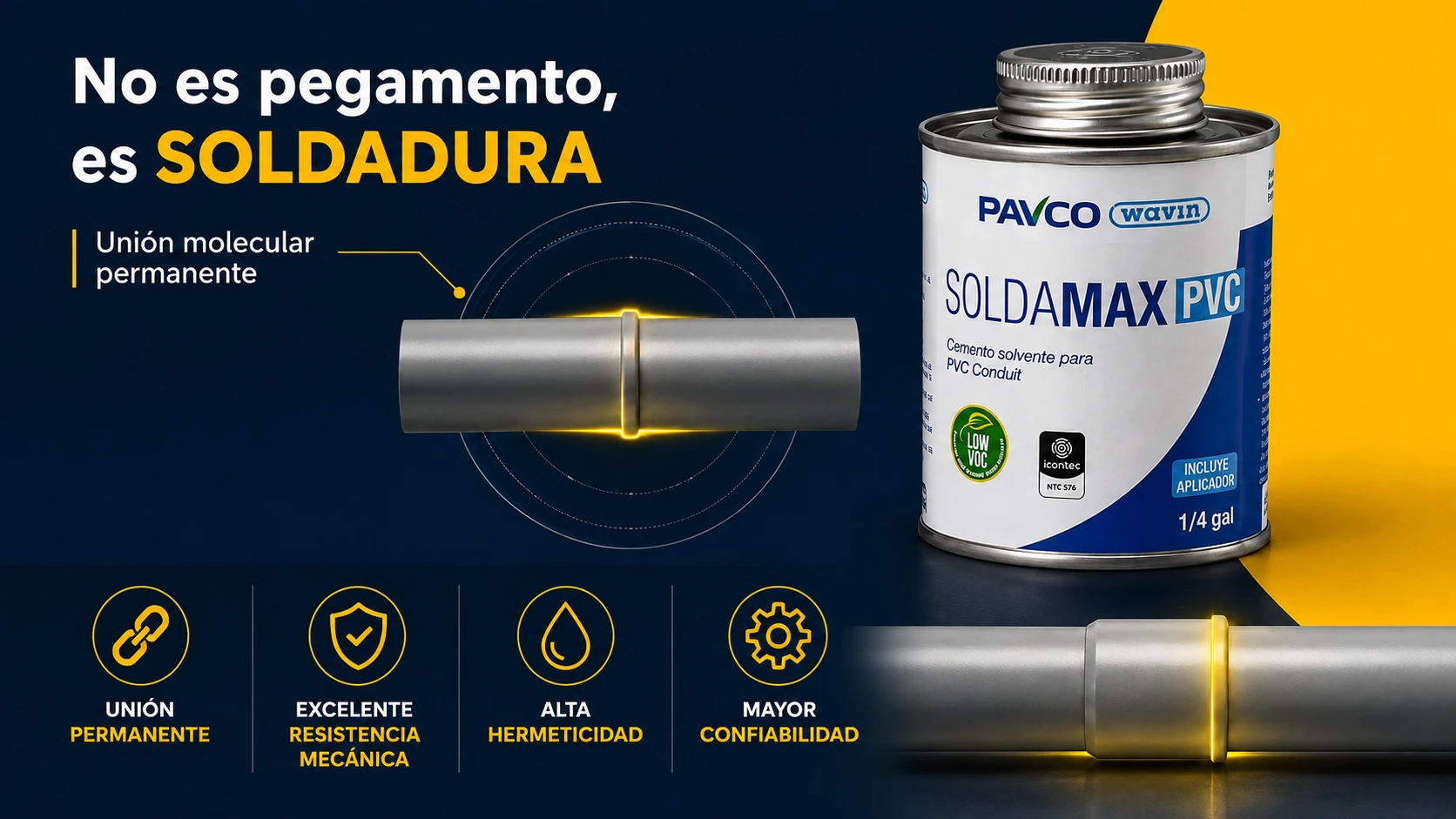 SOLDADURA PVC CONDUIT PAVCO 1_4 GL SEC 5min 