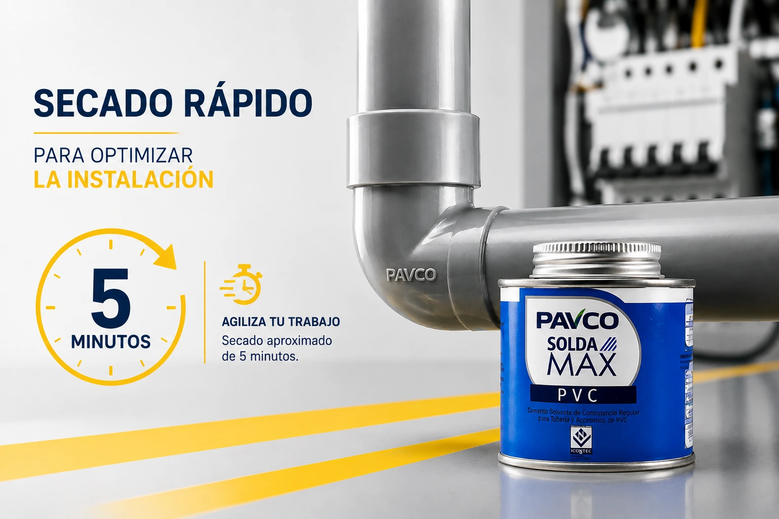 Soldadura PVC Conduit Pavco 1_16 galón seca 5 minutos ref. 2910002